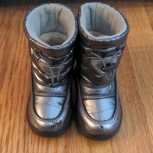 AS IS Naturino RainStep Fall Winter Silver Pewter Boots SZ 21 5.5 Baby Shoes